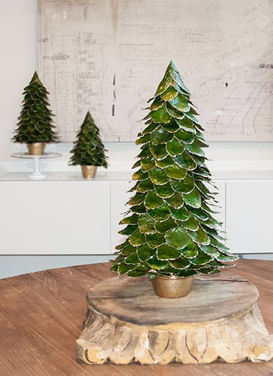 Dekorasyon Gifts Decor - Potted Butterfly Leaf Cone Tree (Green/Gold) - 22"