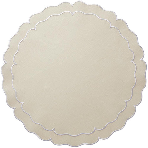 Skyros Designs Linho Scalloped Round Placemats White - Set of 2