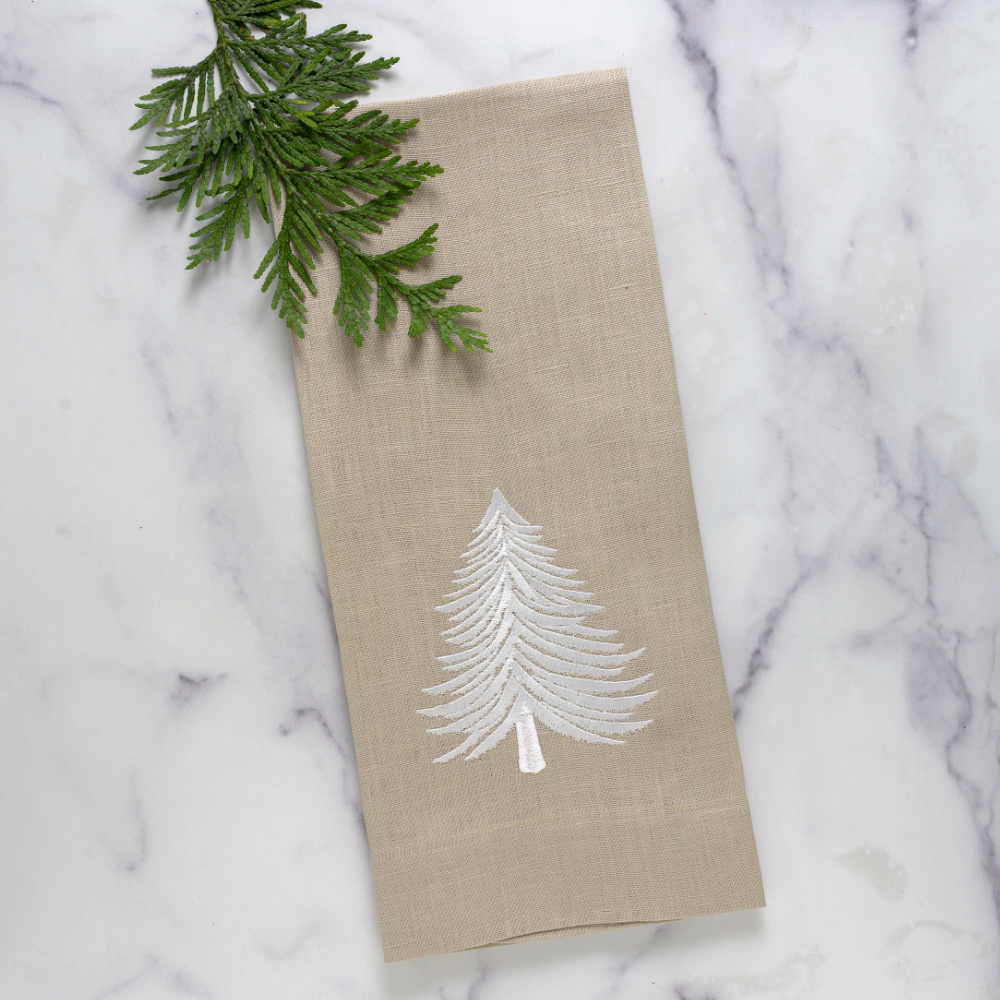 Arte Italica & Crown Linen Designs - Foresta Linen Towel - New - Soft Flax (White)