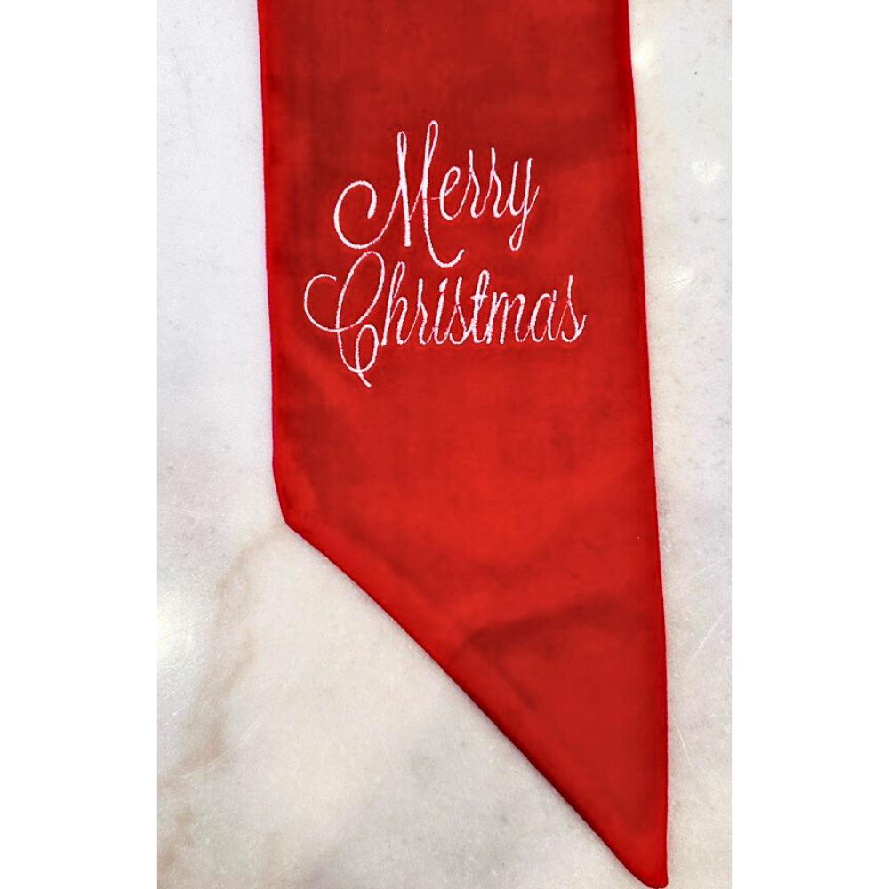 Arte Italica & Crown Linen Designs - Merry Christmas Velvet Sash - New Holiday/Christmas