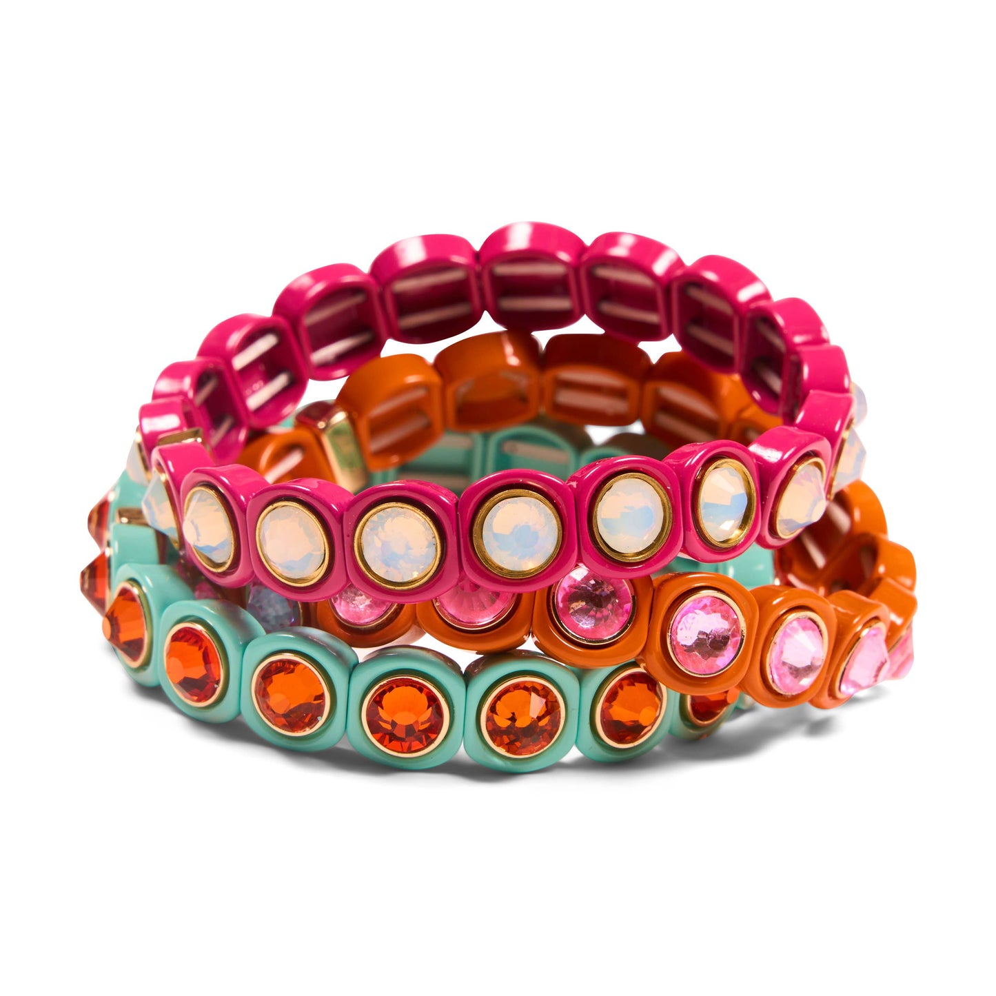 Malibu Sugar - Aspen Jewel Bracelet Pink Orange & Blue Assortment - Fuchsia/Clear