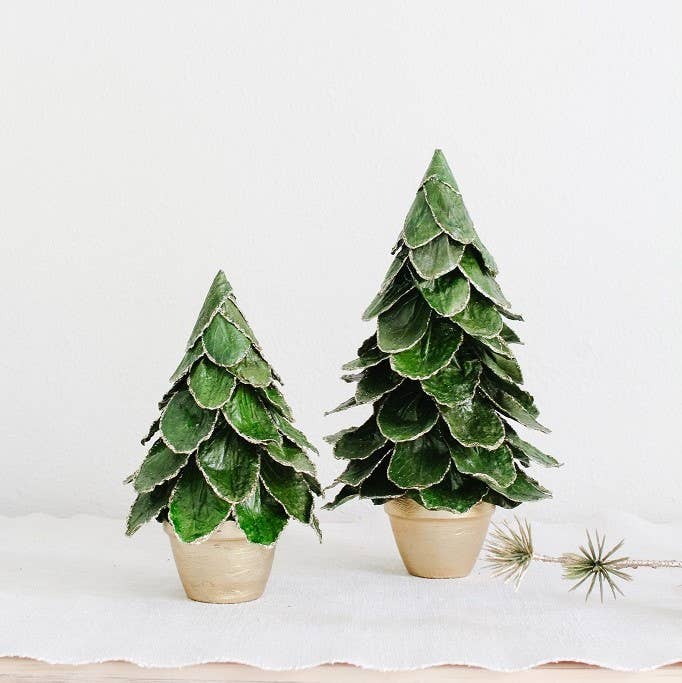 Dekorasyon Gifts Decor - Potted Butterfly Leaf Cone Tree (Green/Gold) - 22"