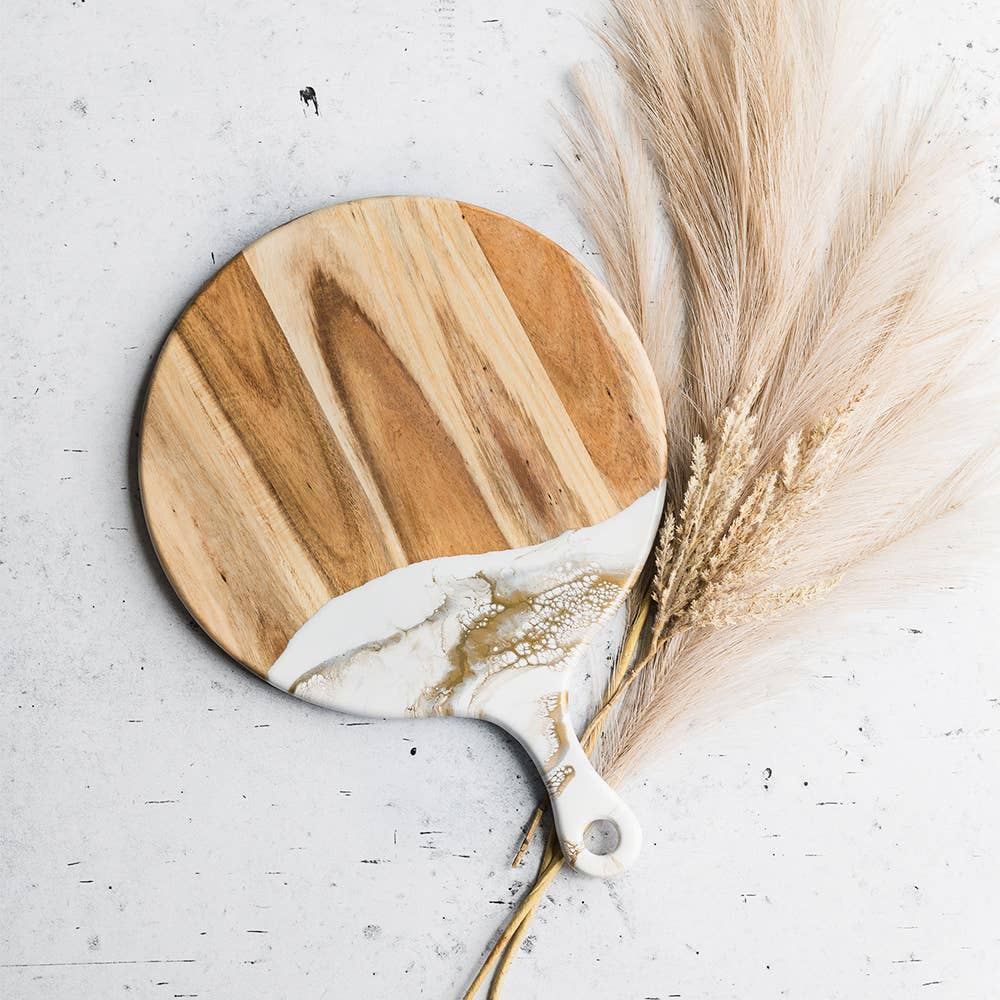 Lynn & Liana Designs - Resin cheese boards /Charcuterie Board 12" Round with handle - Merlot