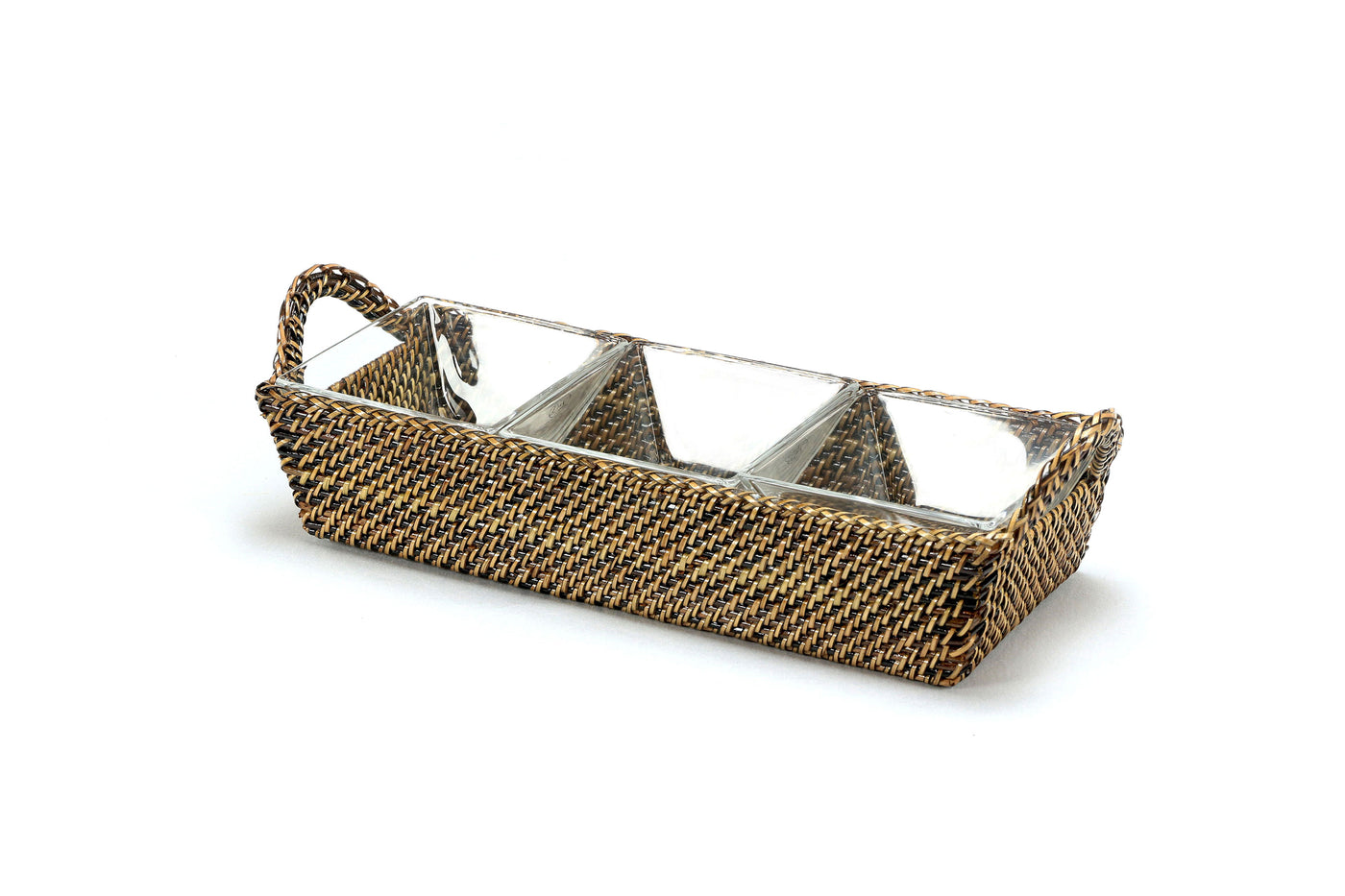 Rectangular Server With 3 Glass Dishes