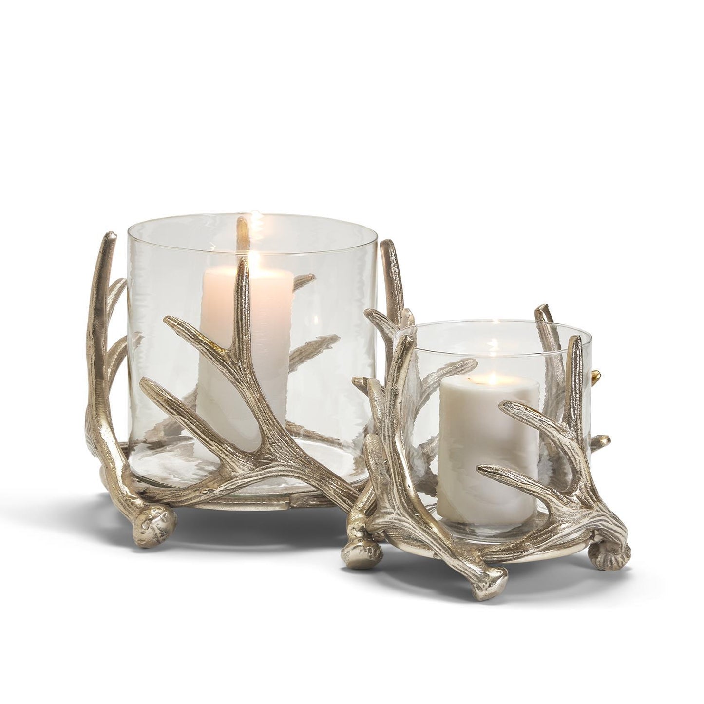 Silver Antler Taper Candle Holder