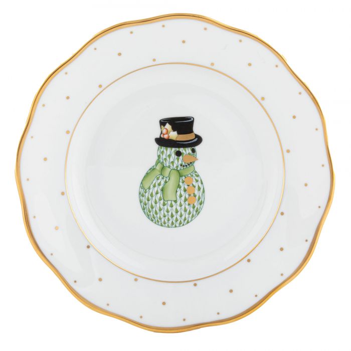 HEREND SNOWMAN DESSERT PLATE