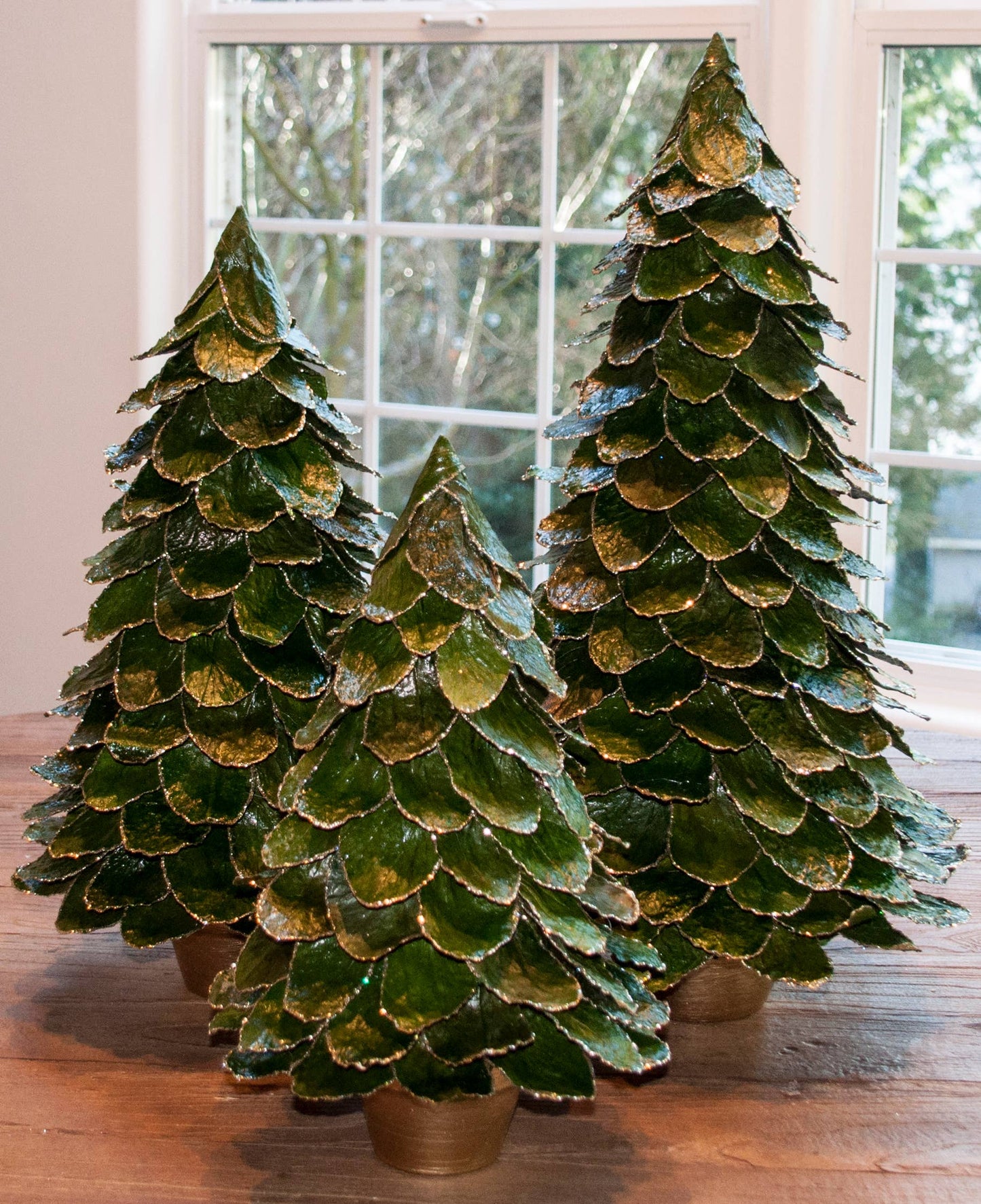 Dekorasyon Gifts Decor - Potted Butterfly Leaf Cone Tree (Green/Gold) - 22"