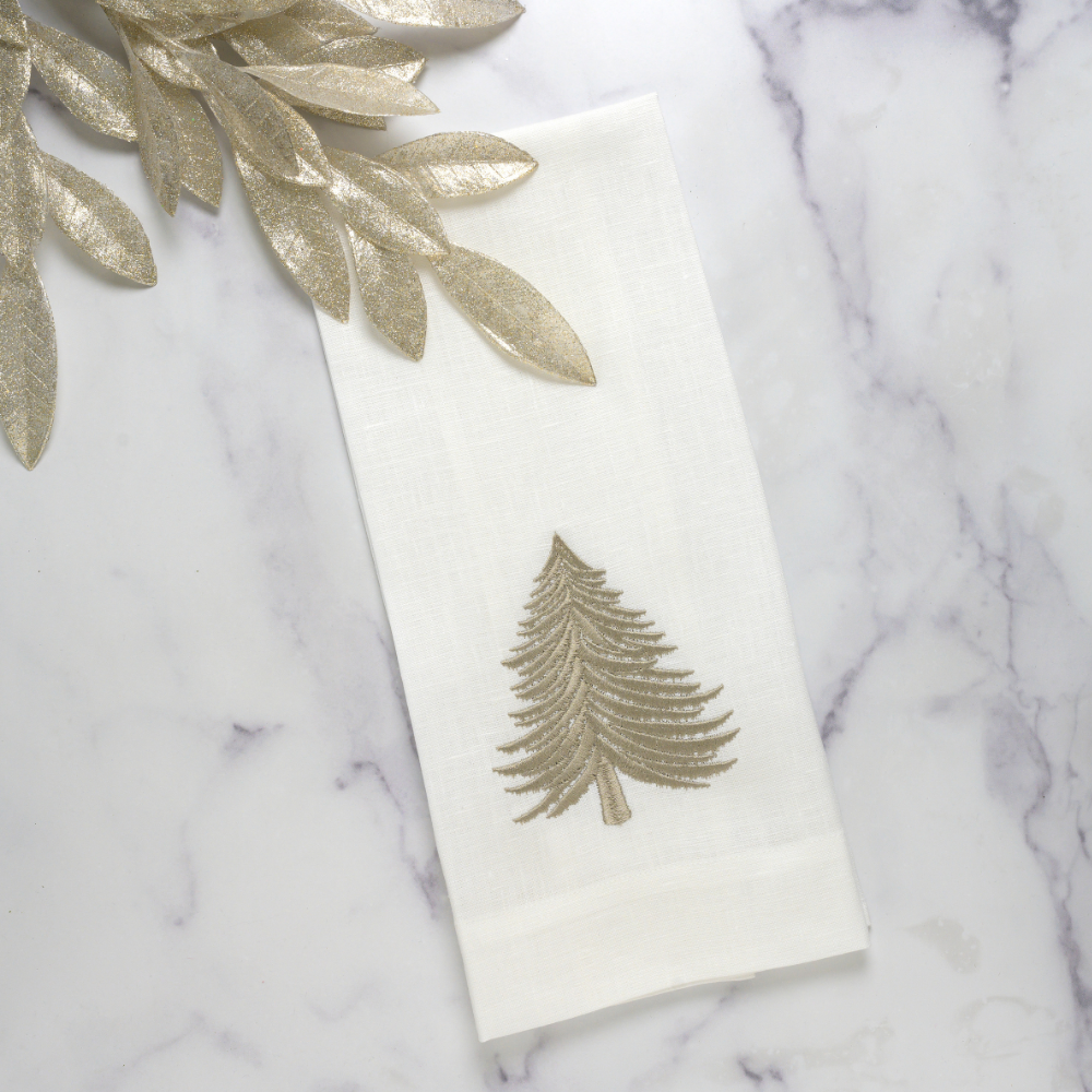 Arte Italica & Crown Linen Designs - Foresta Linen Towel - New - Soft Flax (White)