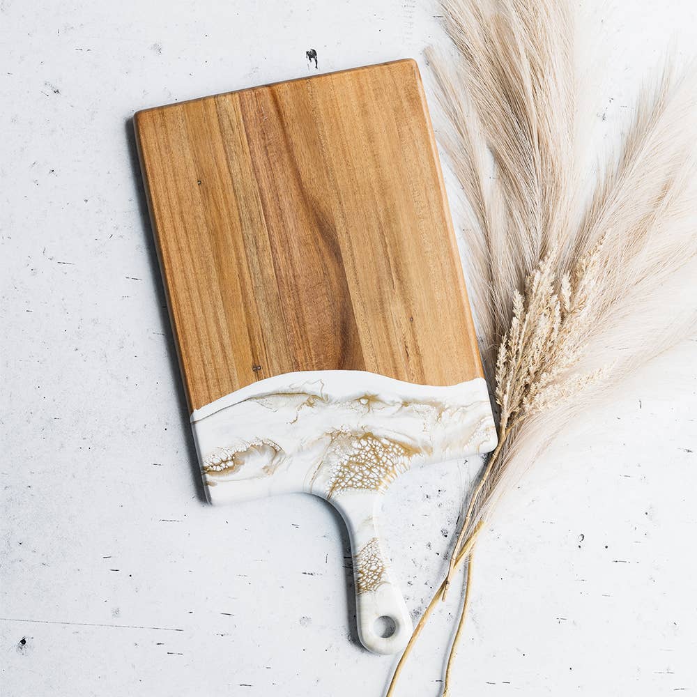 Lynn & Liana Designs - Resin Cheese board / Charcuterie Board - Large 10"x20" - Gold Quartz