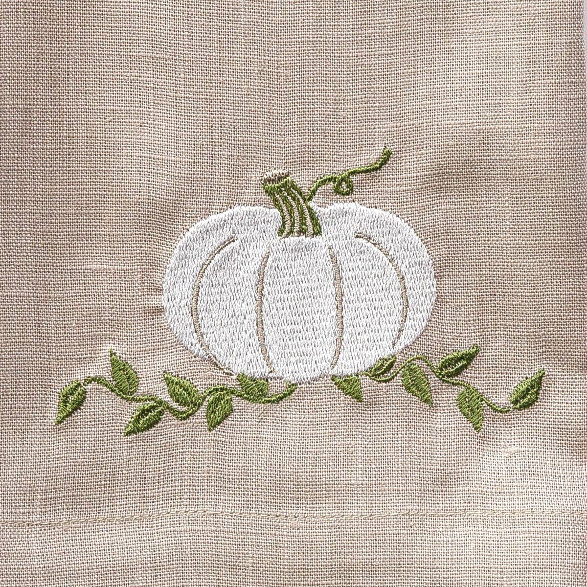 Arte Italica & Crown Linen Designs - Pumpkin Linen Towel - Soft Flax (White/Green)