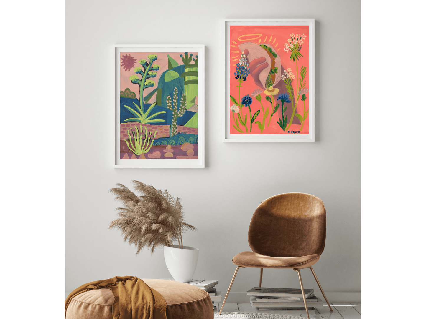 El Baker Art - Texas Wildflowers Taco Print - 8×10