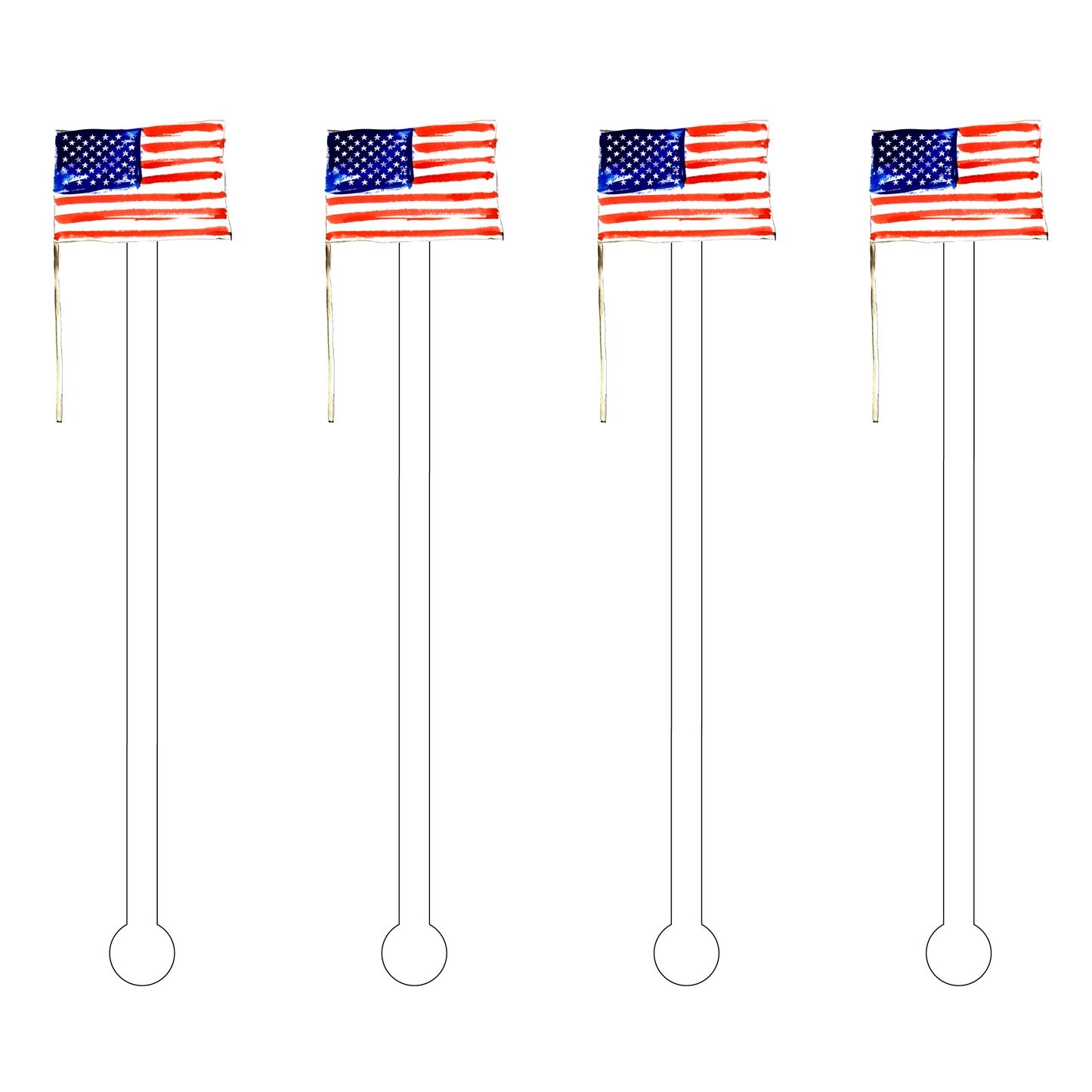 ACRYLIC STICKS, LLC - I LOVE THE AMERICAN FLAG ACRYLIC STIR STICKS