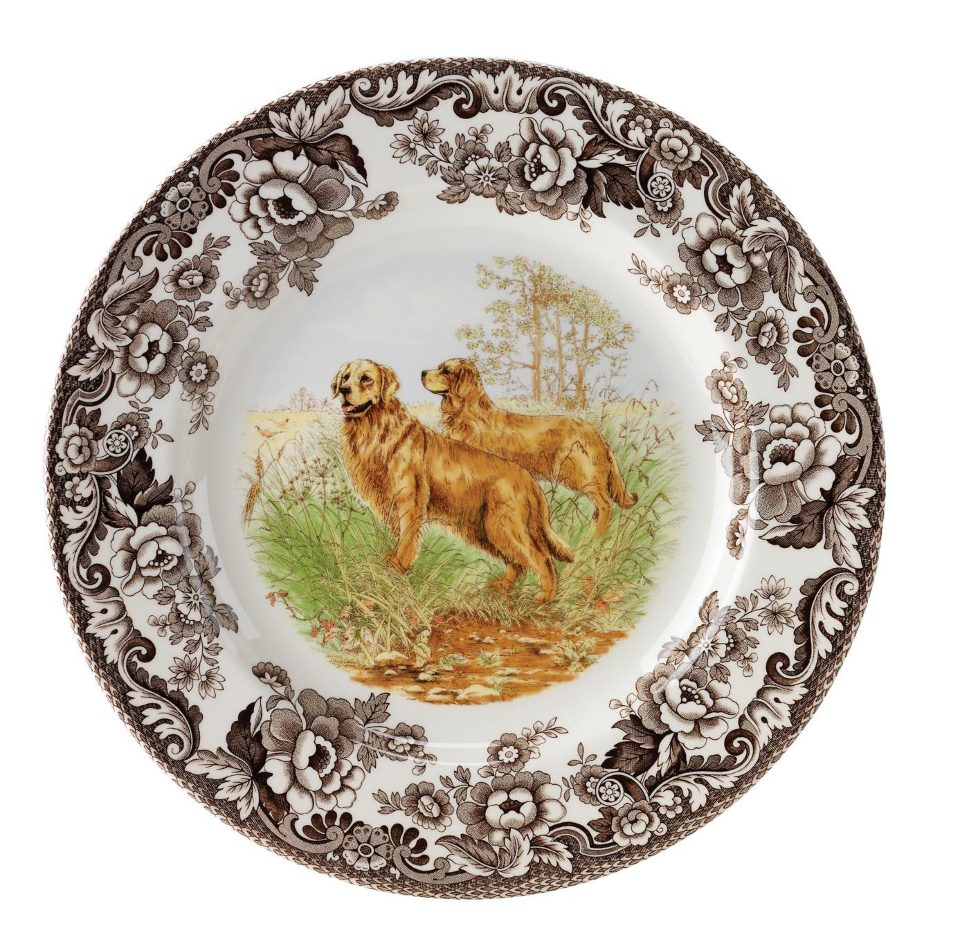 Woodland Dog Golden Retriever Dinner Plate