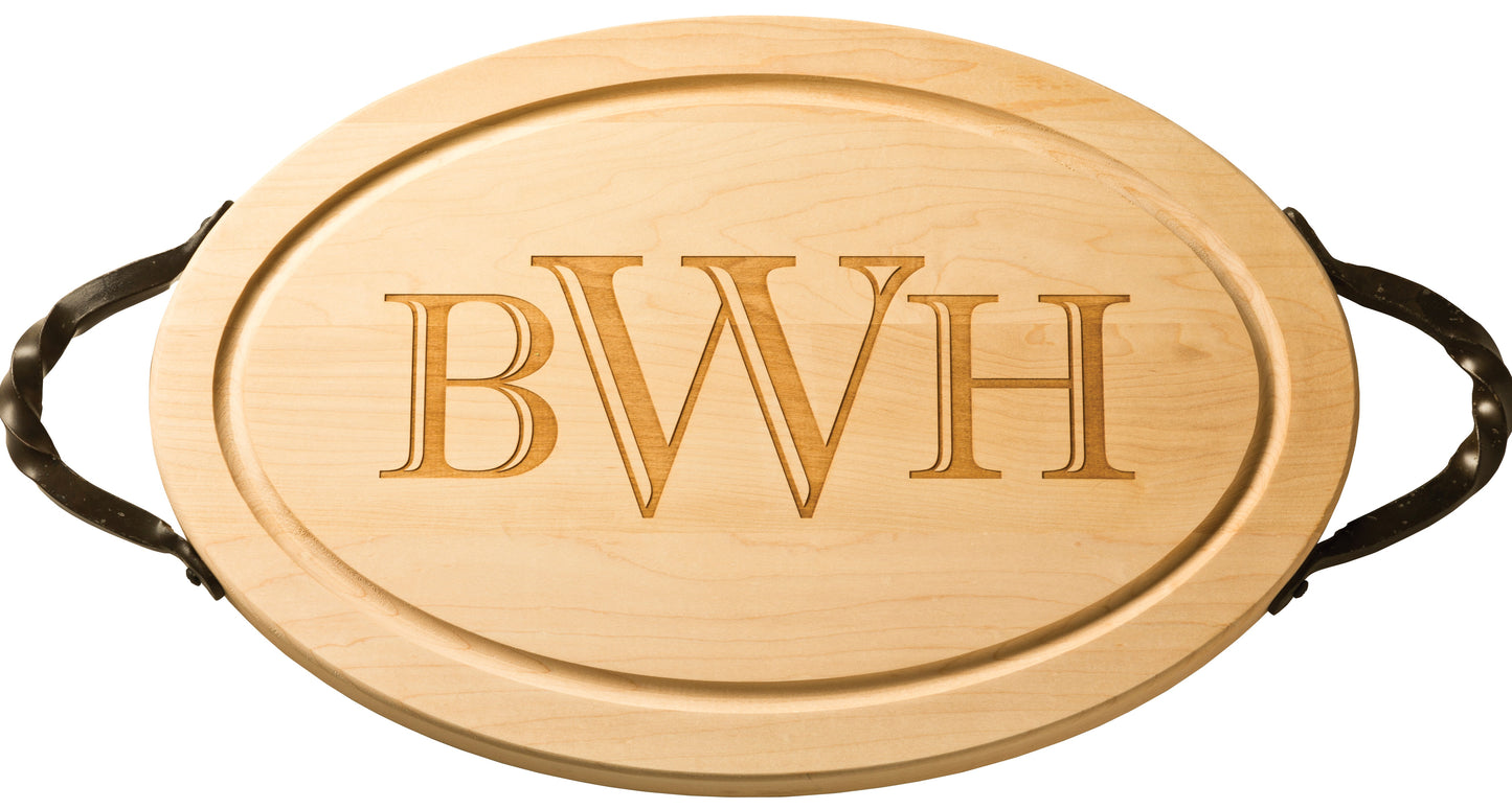 Maple Oval Board With Twisted Rustic Handles