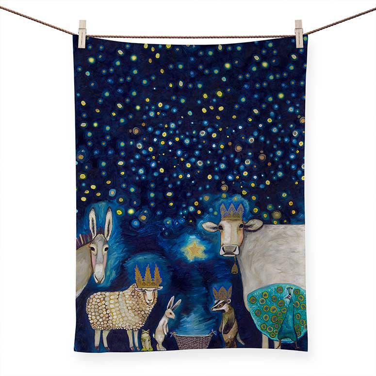 GreenBox Art - Holiday - Animal Nativity by Eli Halpin Tea Towels