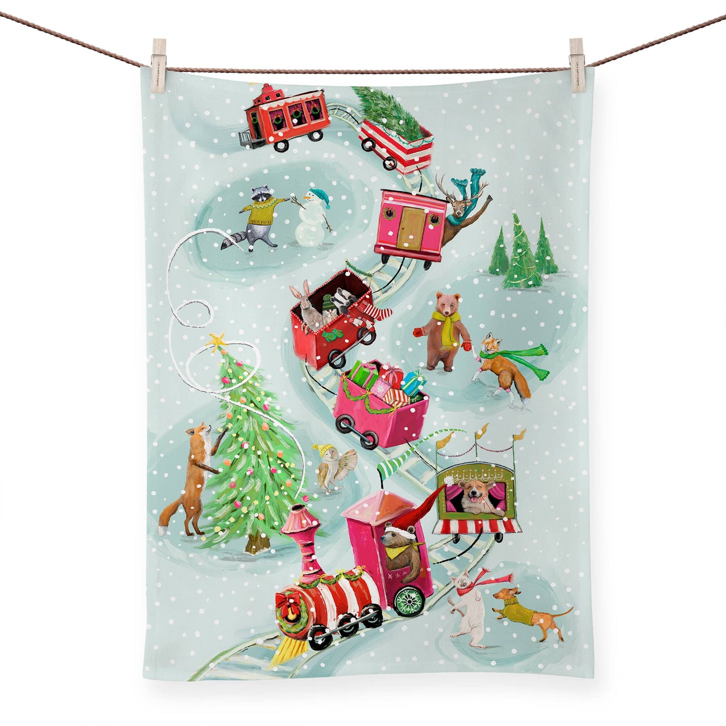 GreenBox Art - Holiday - Animal Train Tea Towels (RTS)