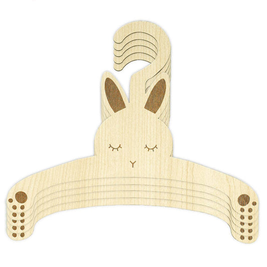 EnjoyMyDesign - Wooden Animal Baby Hangers, Wooden Baby Closet Hangers - Bunny / 35 Pcs