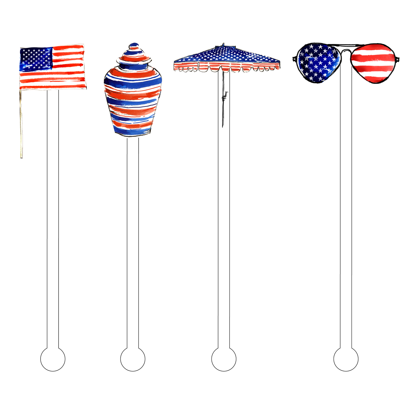 ACRYLIC STICKS, LLC - AMERICAN VIBES ACRYLIC STIR STICKS COMBO
