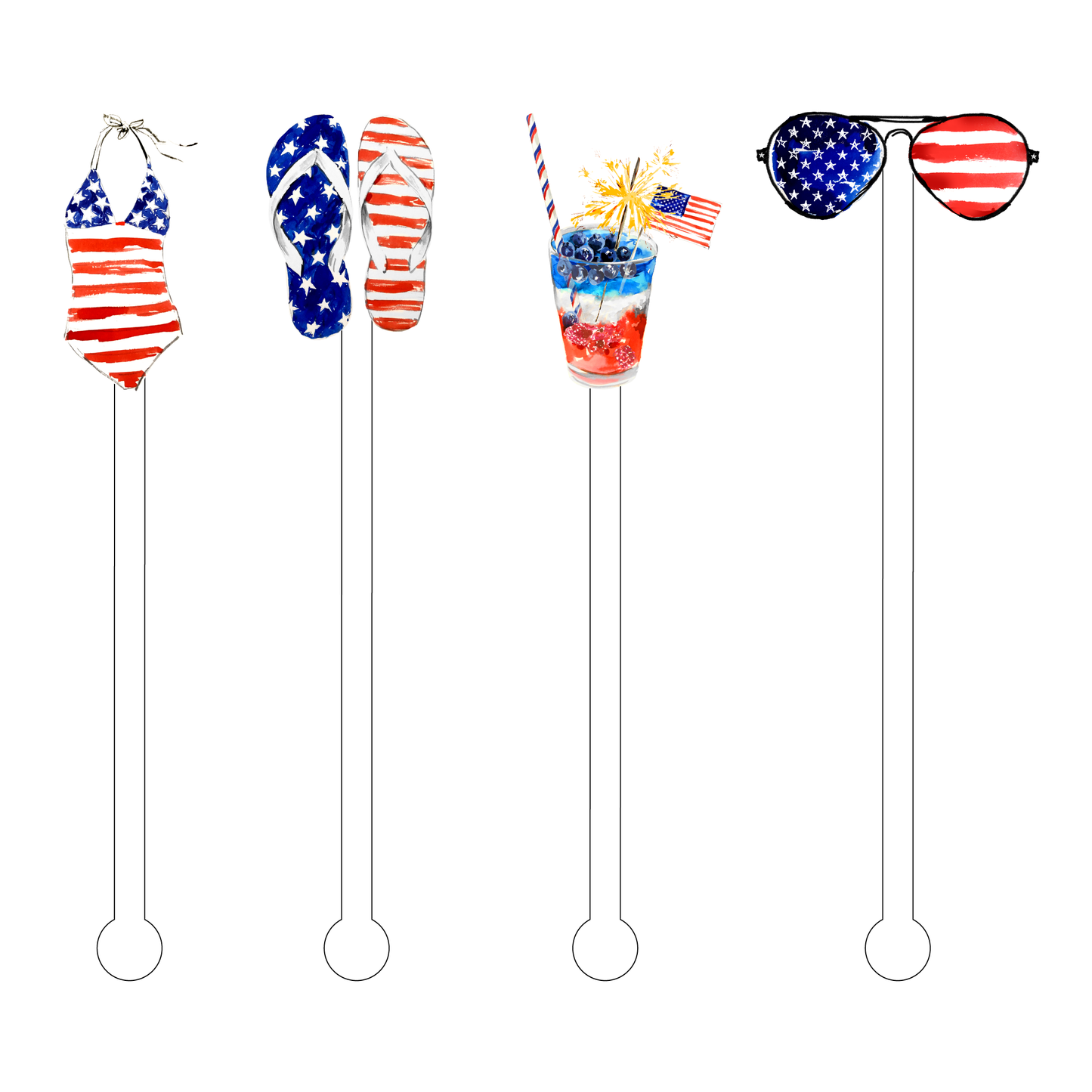 ACRYLIC STICKS, LLC - PATRIOTIC BABE ACRYLIC STIR STICKS COMBO