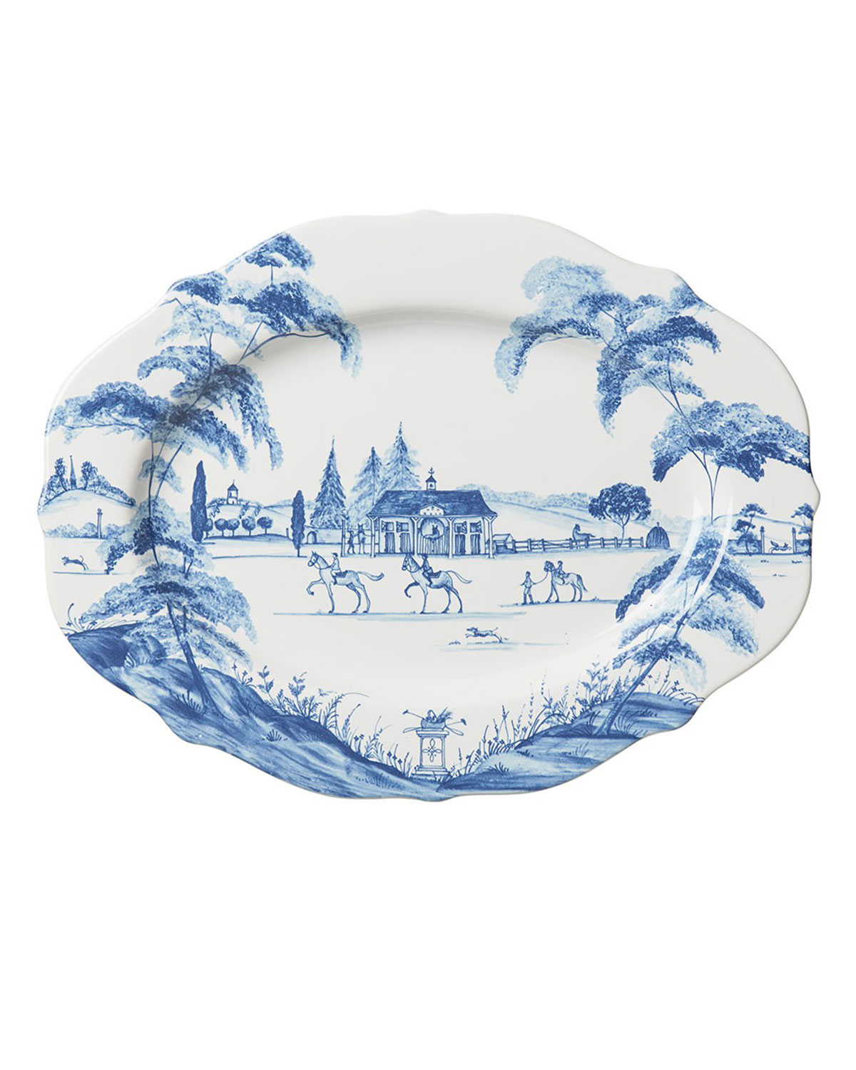 Ceramic Country Estate Delft Blue Oval Serving Platter