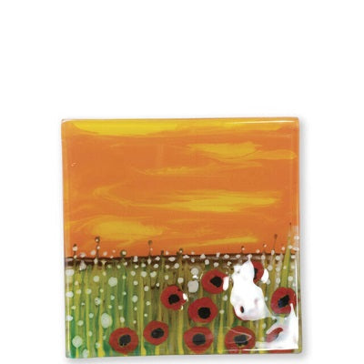 Glass Tray Poppies