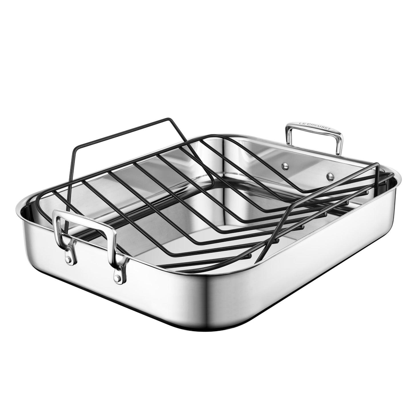 LE CREUSET STAINLESS STEEL ROASTER WITH ROASTING RACK