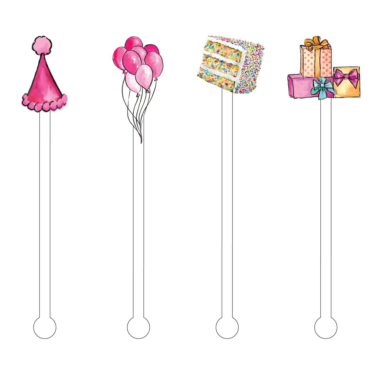 ACRYLIC STICKS, LLC - HAPPY BIRTHDAY ACRYLIC STIR STICKS COMBO