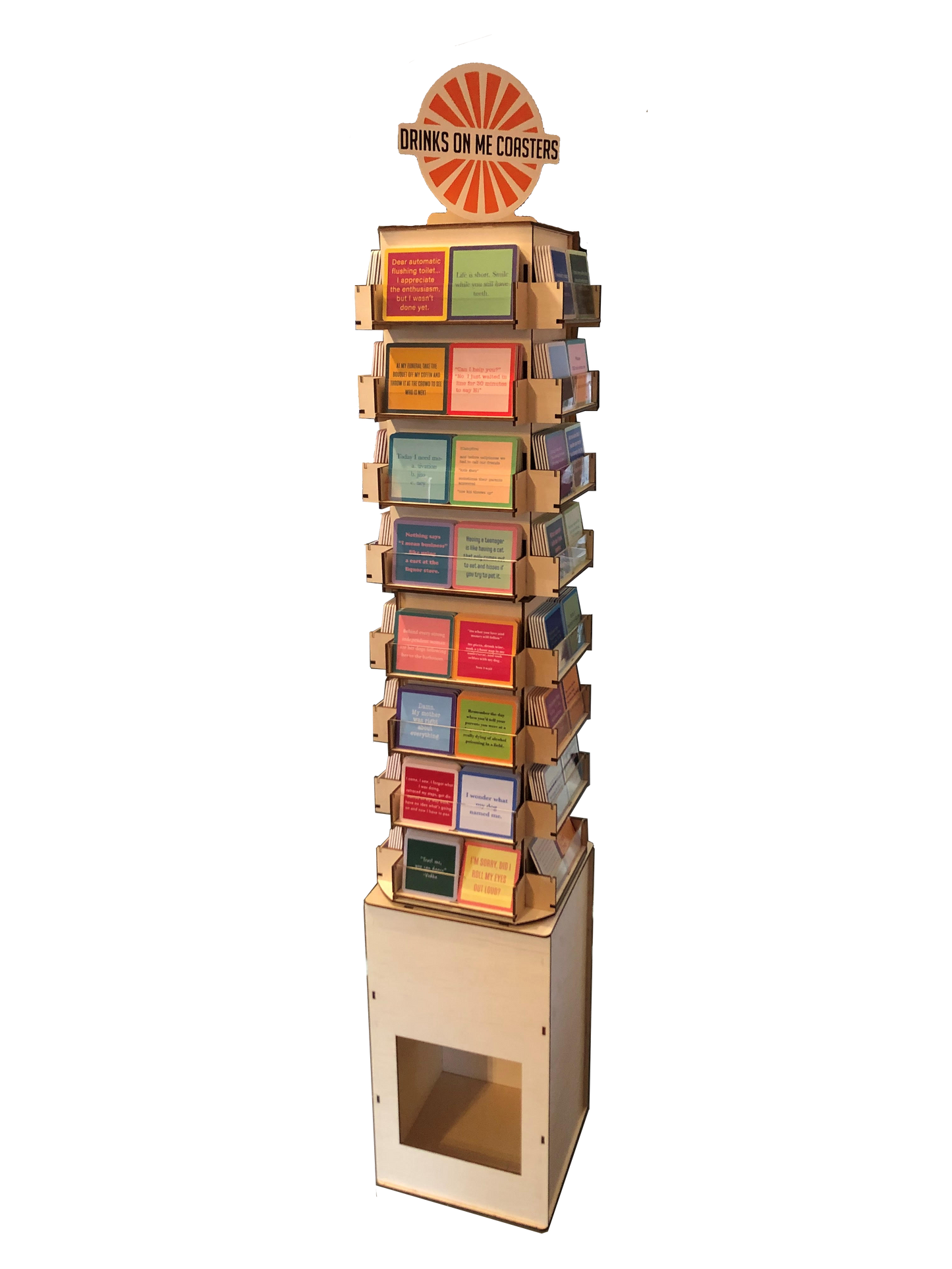 Drinks on Me - Floor Coaster Display holds 64 styles DISPLAY ONLY