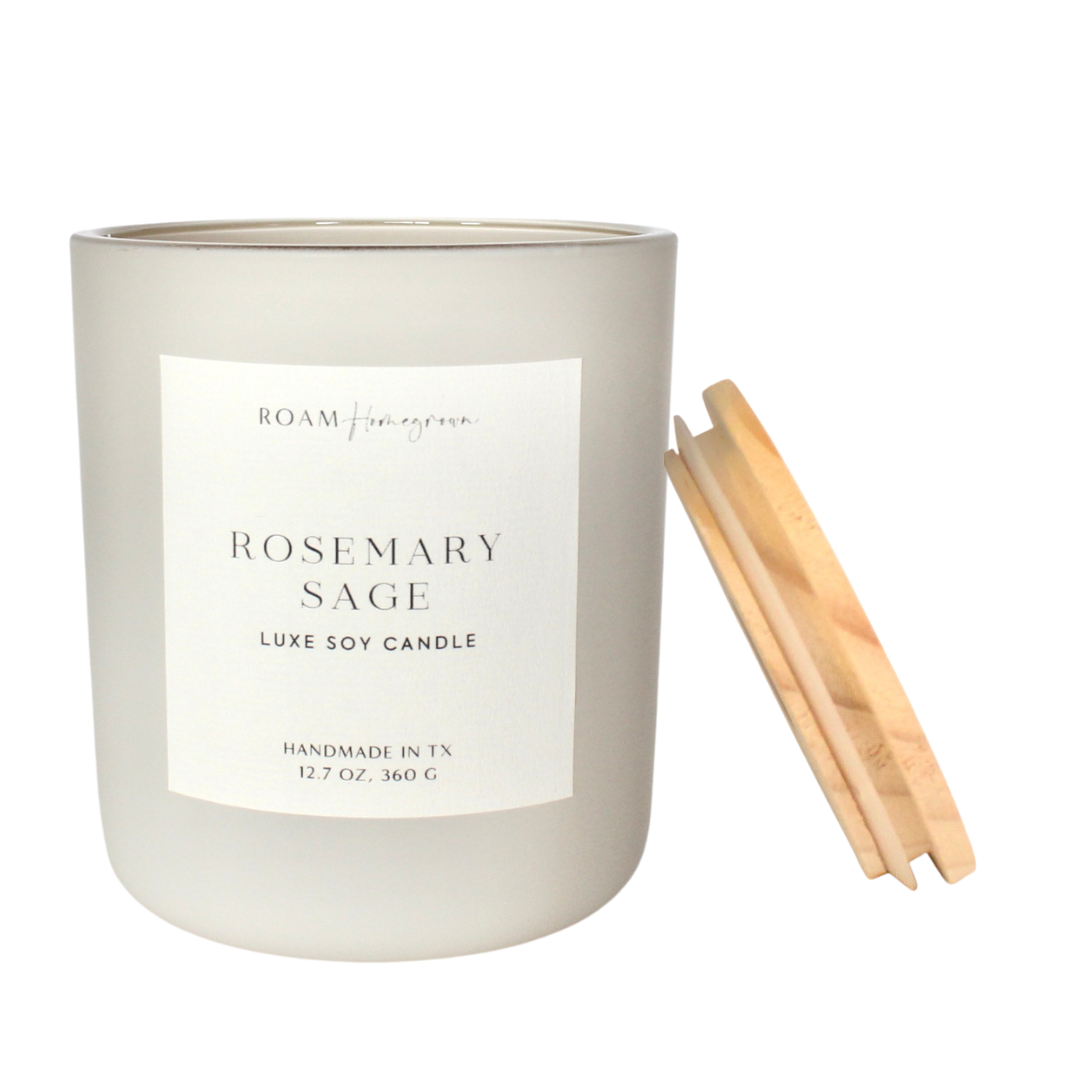 Rosemary Sage Oversized Luxe Soy Candle, Cream