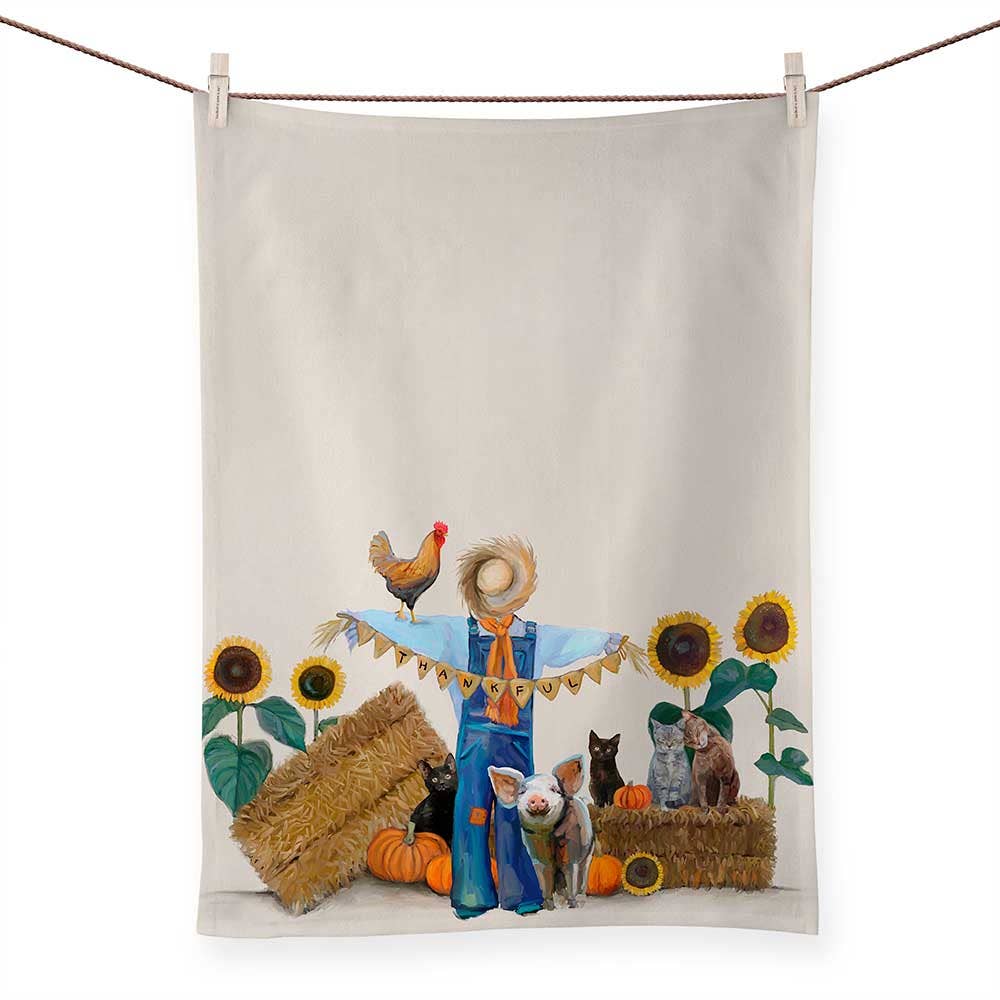 GreenBox Art - Fall - Thankful Scarecrow by Cathy Walters Tea Towels