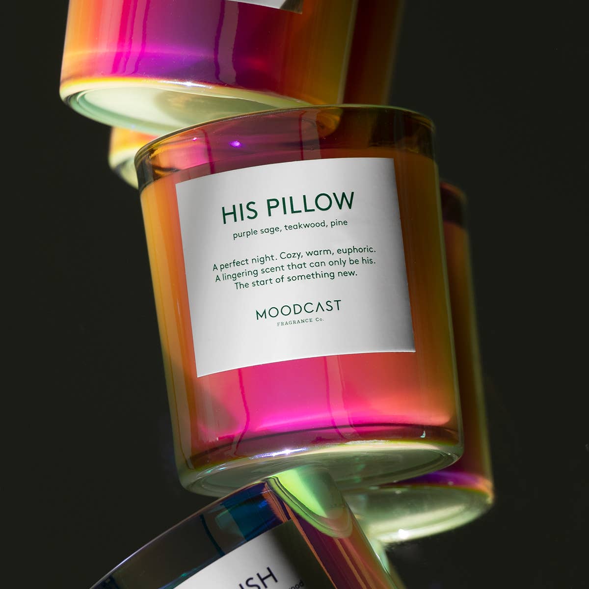 Moodcast Fragrance Co. - His Pillow - Iridescent 8oz Coconut Wax Candle