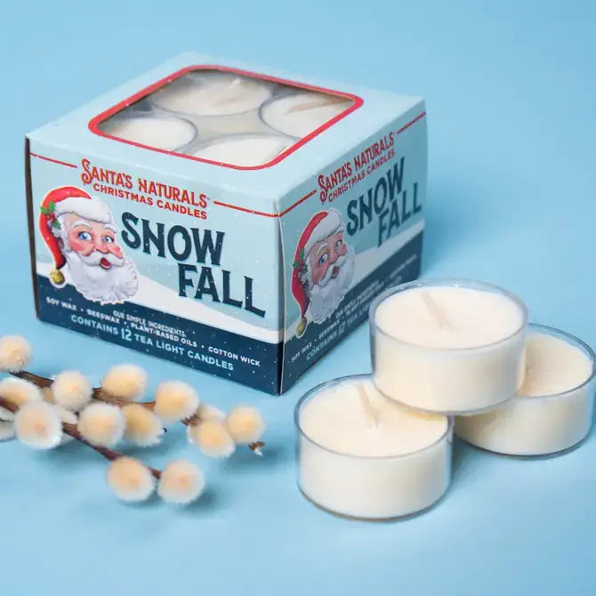 Santa's Naturals - Snow Fall Tea Light Candles 12 Count