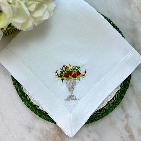 Arte Italica & Crown Linen Designs - Christmas Urna Fiorita Large Napkin - New Christmas/Holiday