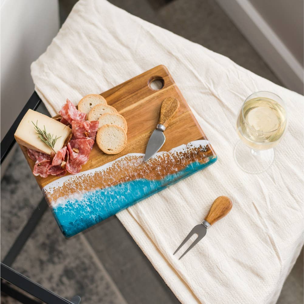 Lynn & Liana Designs - Small Wood and Resin Cheese Board / Charcuterie Board - Onyx