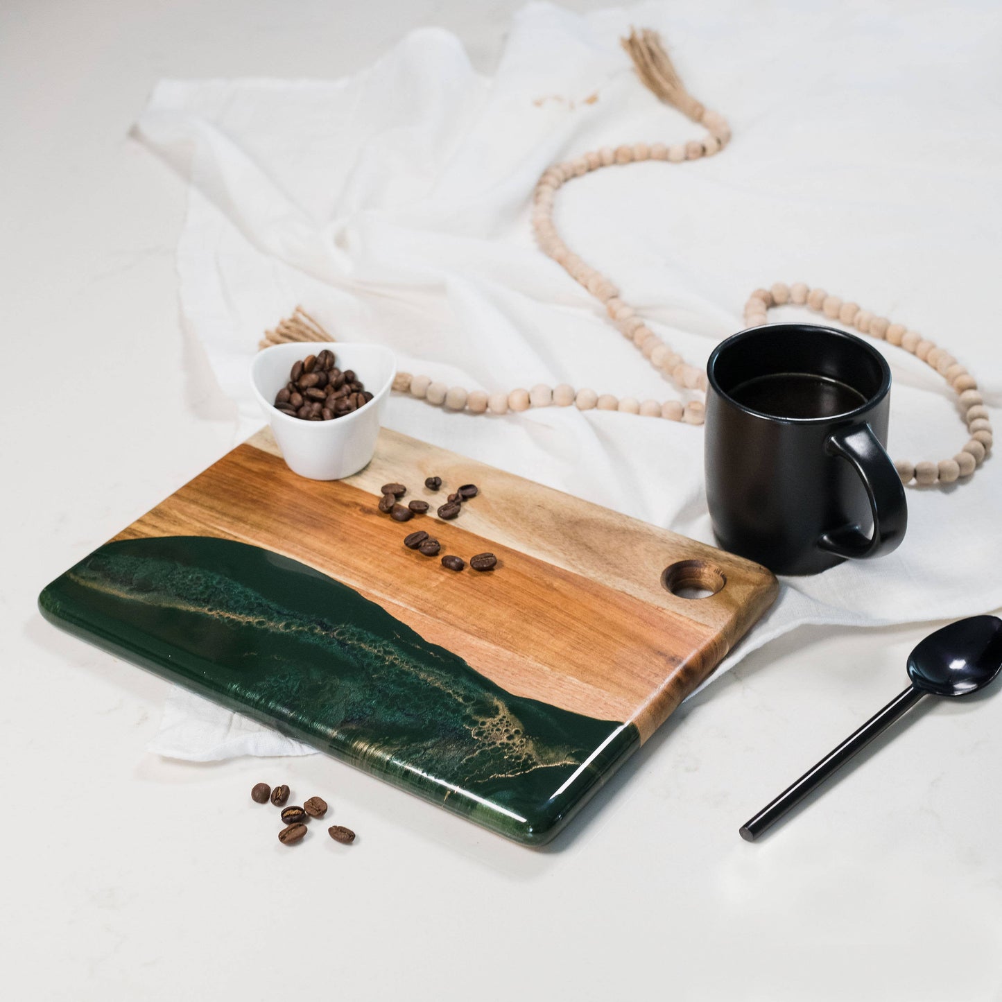 Lynn & Liana Designs - Small Wood and Resin Cheese Board / Charcuterie Board - Onyx