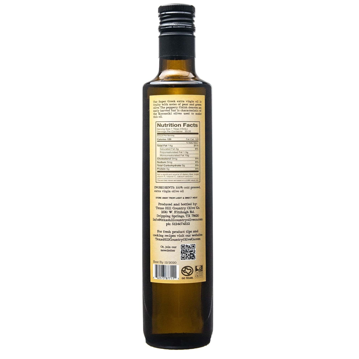 Texas Hill Country Olive Co. - Super Greek Extra Virgin Olive Oil - 500ml