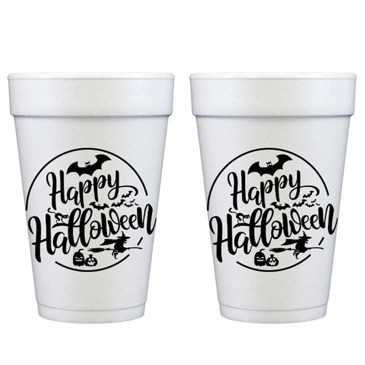 Two Funny Girls - Halloween Styrofoam Cup 10 Pack {Halloween Circle Frame}