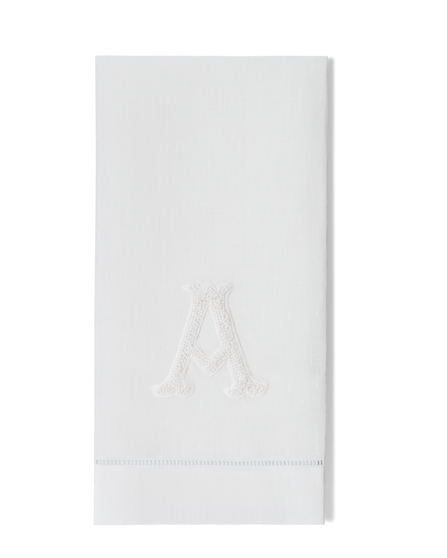 Henry Handwork - Nouveau Monogram Linen Towel | White on White - White on White B