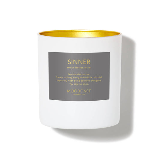 Moodcast Fragrance Co. - Sinner - White/Gold 8oz Coconut Wax Candle