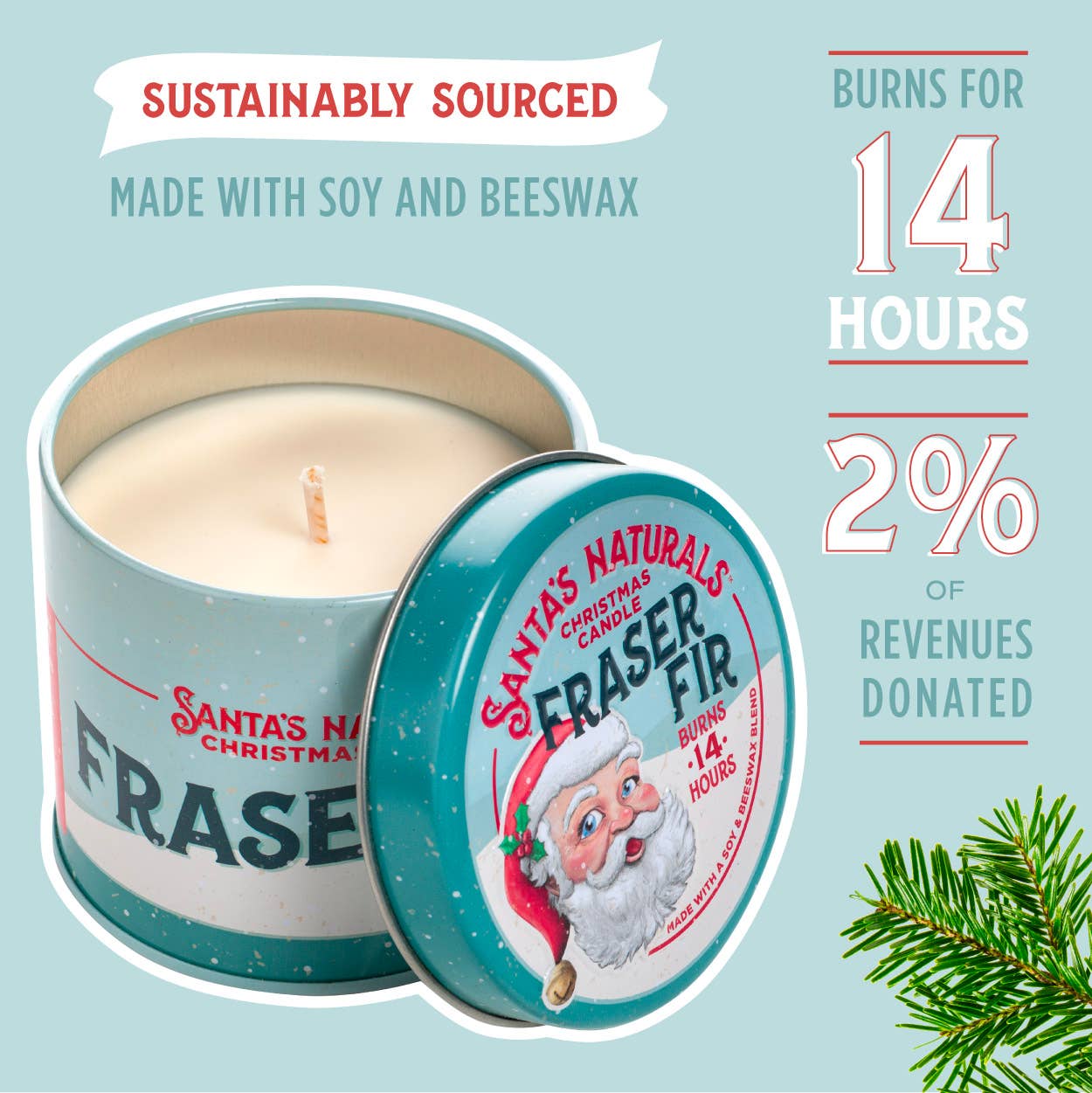 Santa's Naturals - Fraser Fir 3.5oz Mini Candles Table Top Display