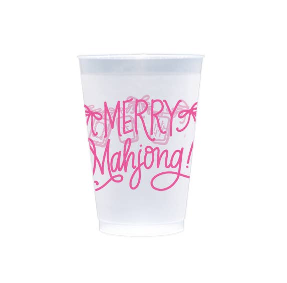 Natalie Chang - Merry Mahjong | Christmas Cups & Napkins (ALL) - NAPKINS | LIGHT BLUE with Green Matte Foil (25 per package)