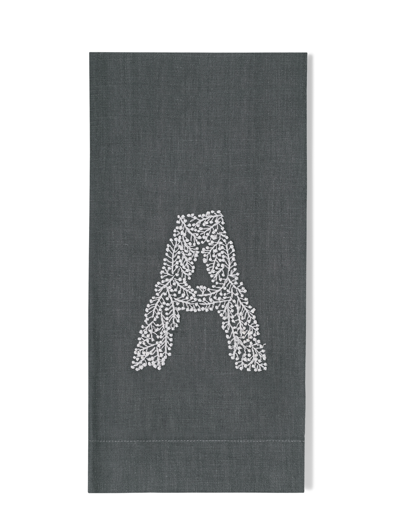 Henry Handwork - Twig Monogram Linen Towel | Charcoal - Charcoal A