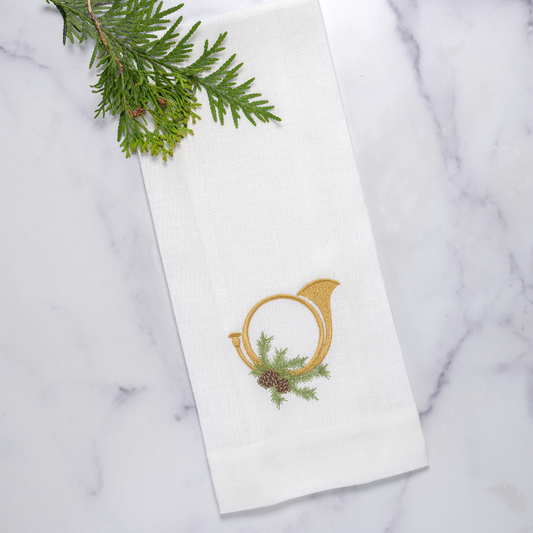 Arte Italica & Crown Linen Designs - Christmas Horn Towel - New Christmas/Holiday