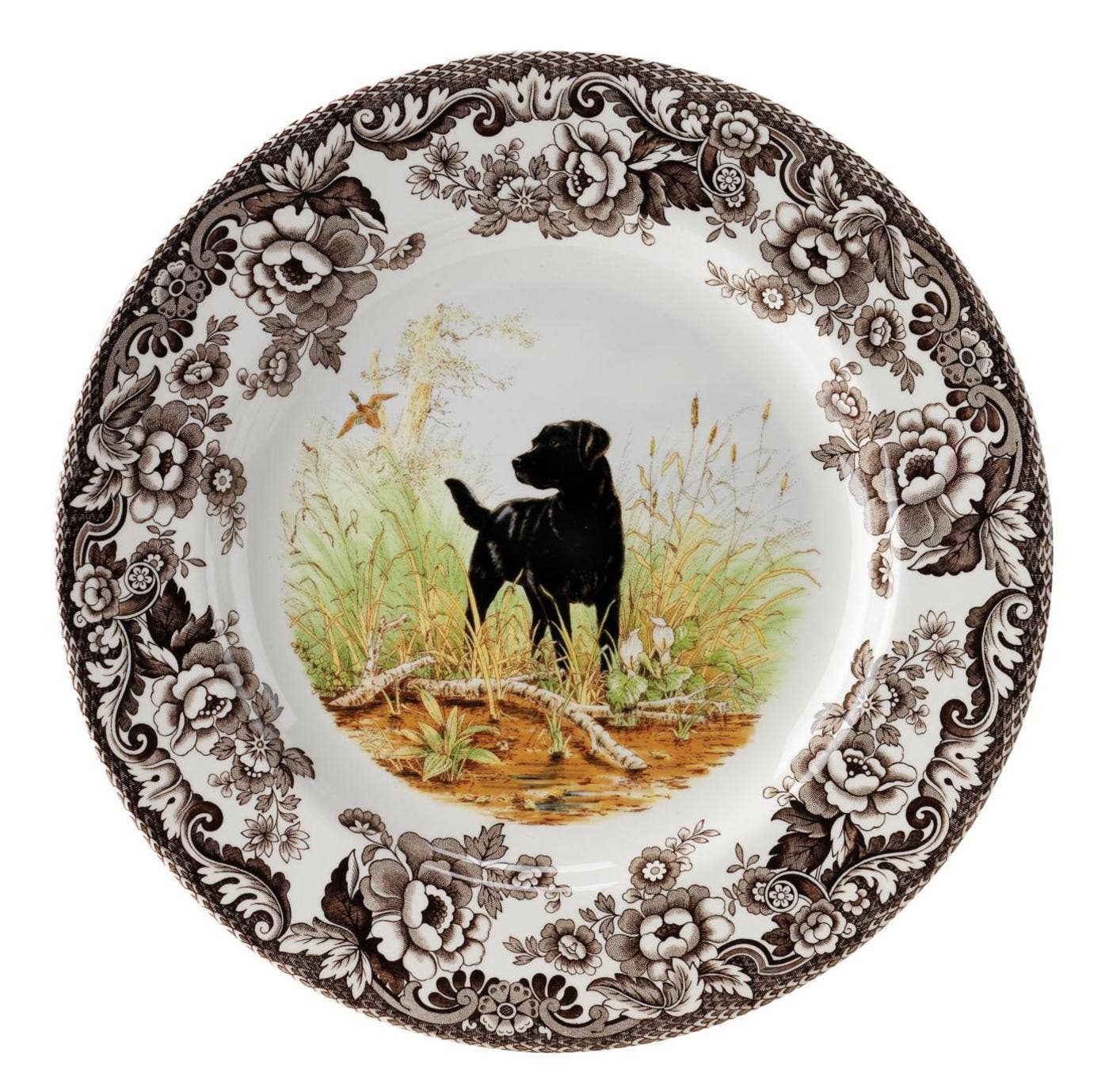 Portmeirion, Spode, Pimpernel, Wrendale Designs - Spode Woodland Dinner Plate 10.5 in (Blk Lab)