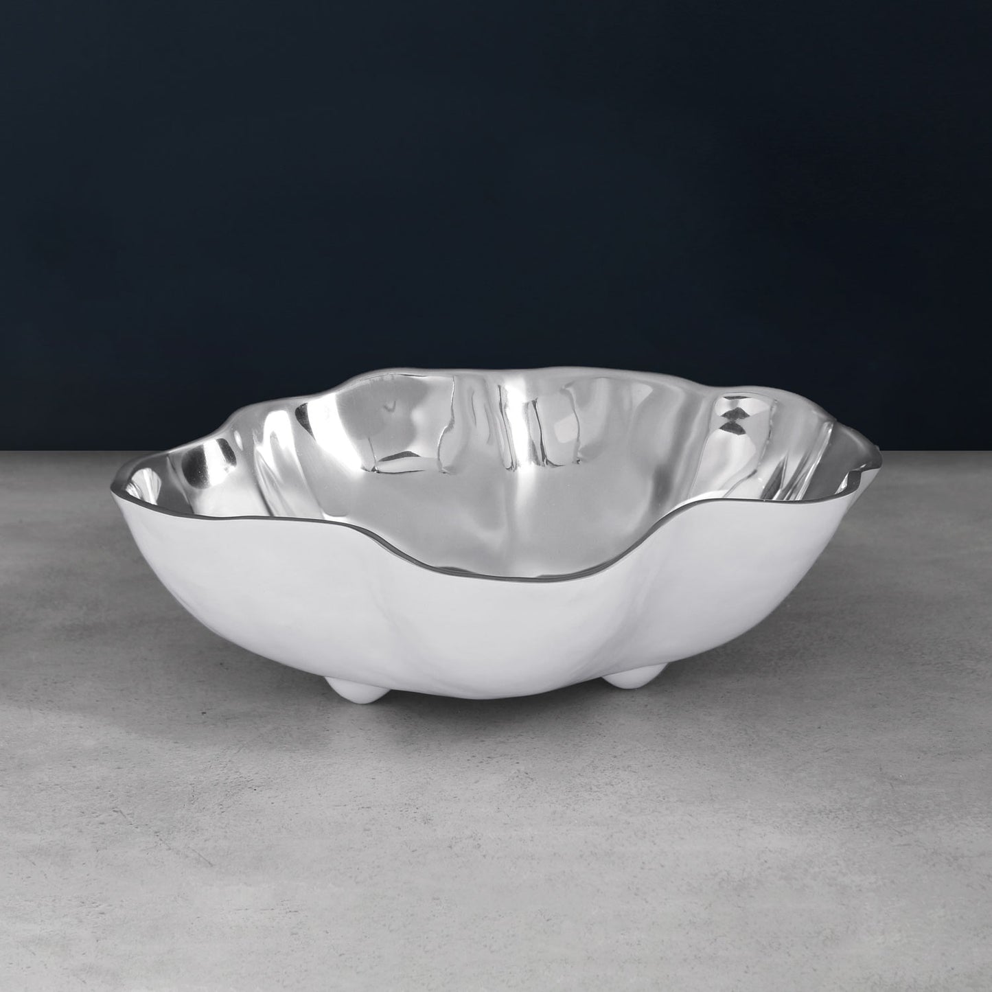 Thanni Onyx Medium Bowl White & Silver