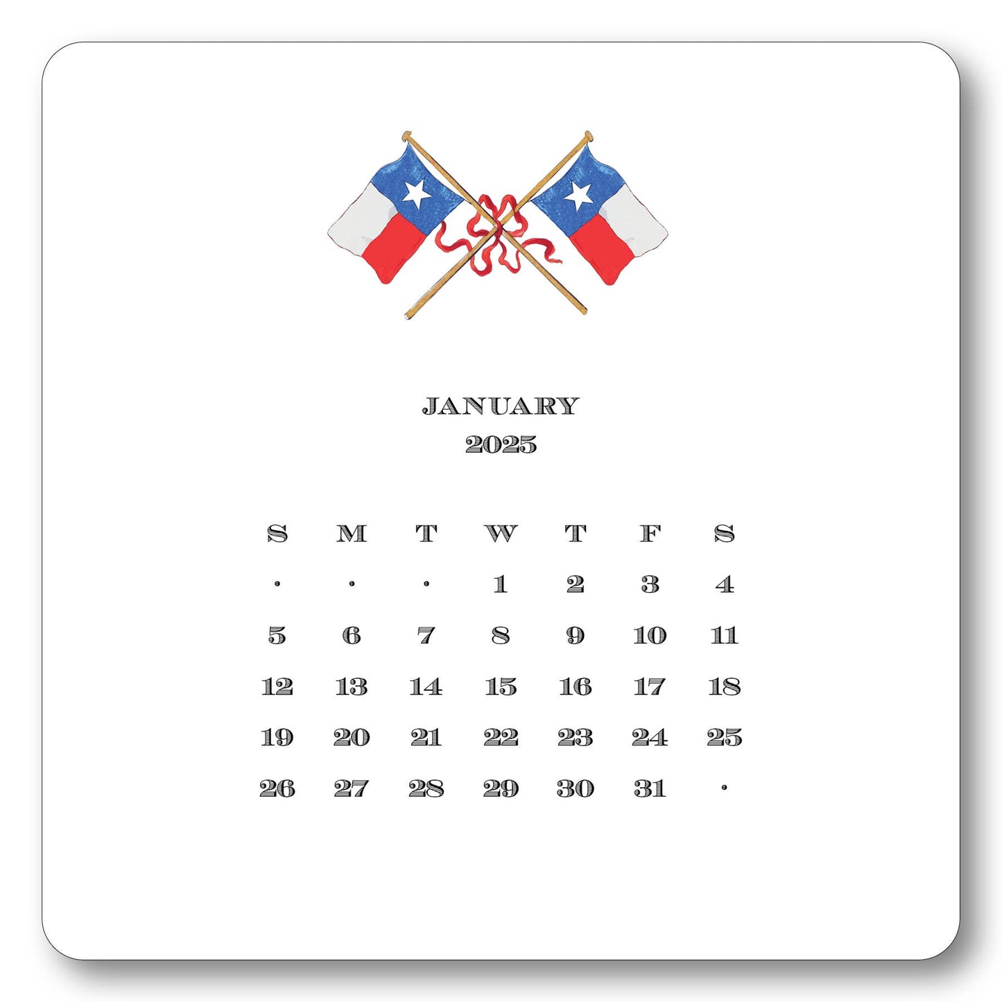 Maison de Papier - 2025 Texas Calendar with Easel