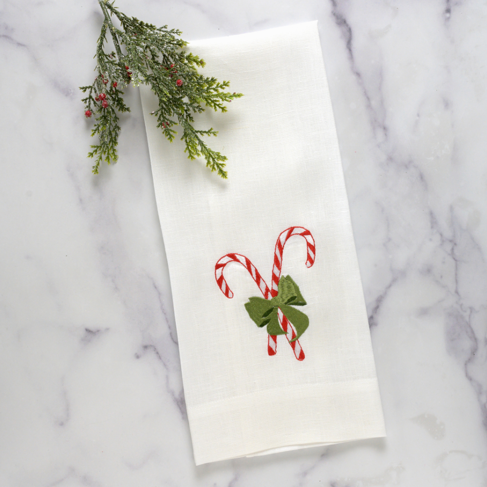 Arte Italica & Crown Linen Designs - Candy Cane Lane Towel - New Christmas/Holiday