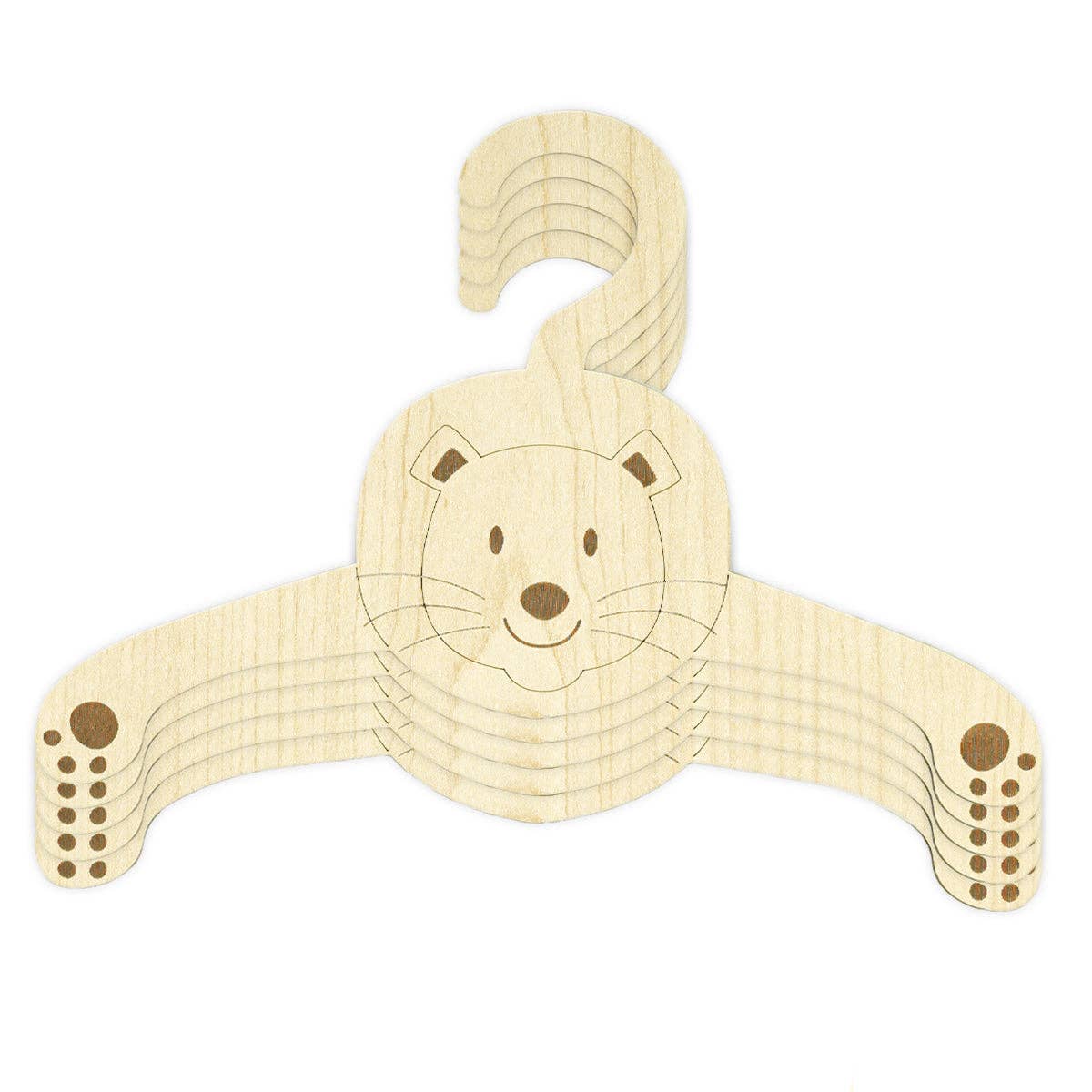 EnjoyMyDesign - Wooden Animal Baby Hangers, Wooden Baby Closet Hangers - Bear / 35 Pcs