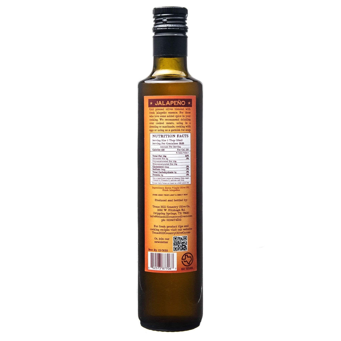 Texas Hill Country Olive Co. - Jalapeno Infused Olive Oil - 500ml