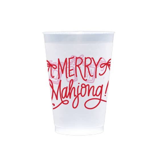 Natalie Chang - Merry Mahjong | Christmas Cups & Napkins (ALL) - NAPKINS | LIGHT BLUE with Green Matte Foil (25 per package)